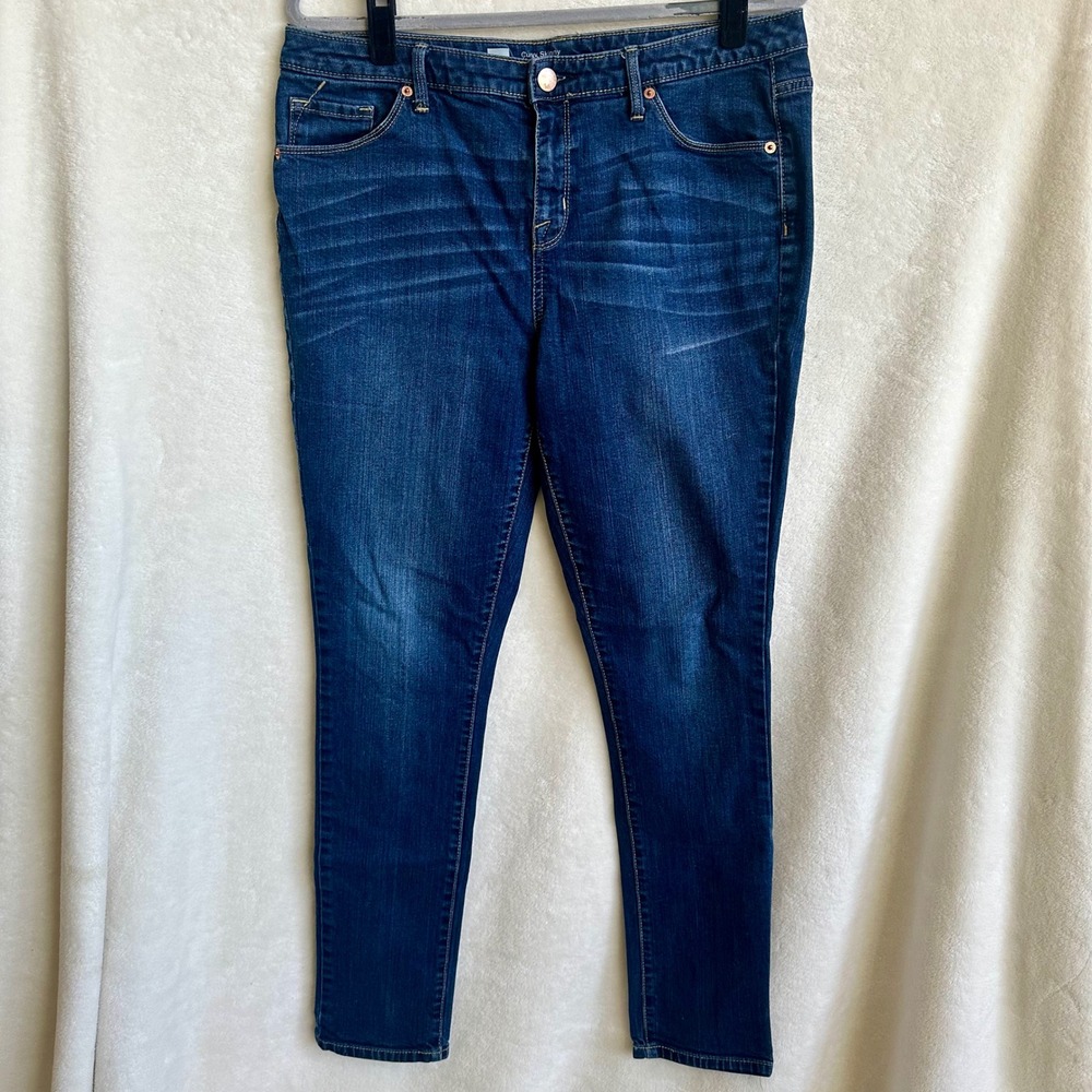 Mossimo Premium Denim Curvy Skinny Jeans Dark Wash Blue Stretch Womens‎ 12R